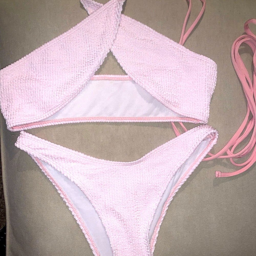 Pink Ribbed Bikini